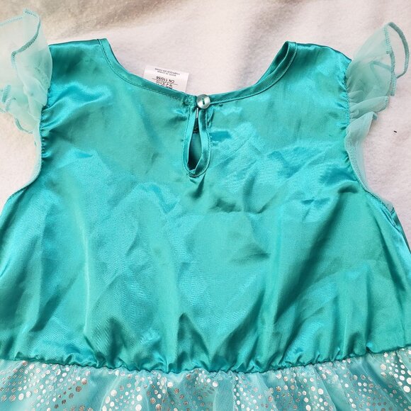 Disney Ariel Little Mermaid Party Dress Girls 4 Tiered Glittery Teal Costume - Picture 9 of 10